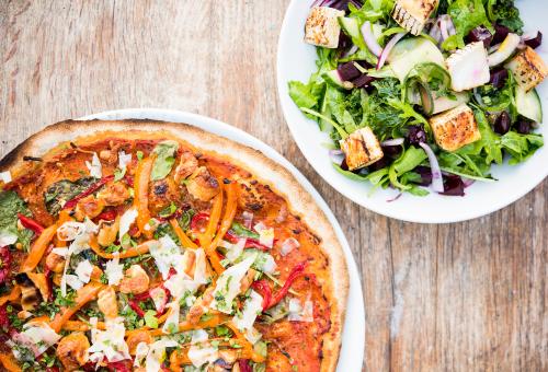 Pizza and salad